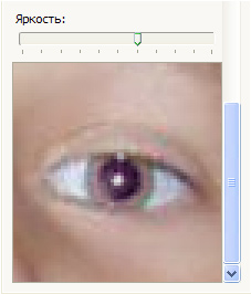 Коррекция цвета глаз в Red Eye Pilot - движок яркости