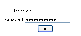 Заполненная форма логин-пароль